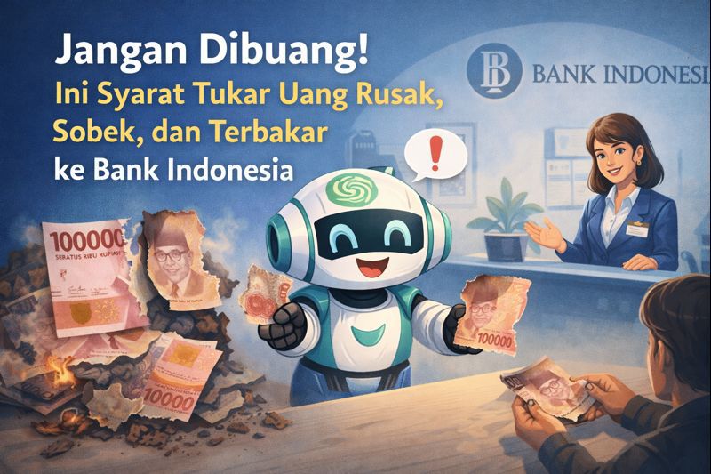 Ilustrasi uang rupiah rusak dan sobek yang dapat ditukarkan ke Bank Indonesia sesuai ketentuan