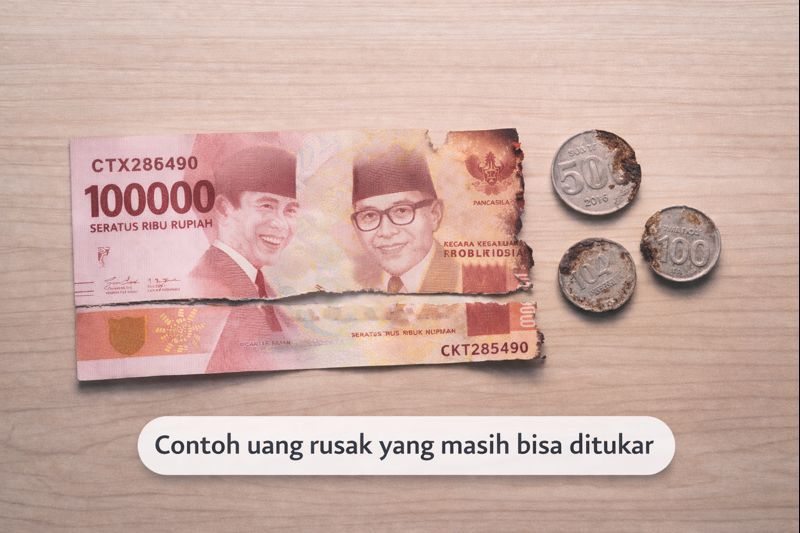 contoh uang rusak yang masih bisa ditukar